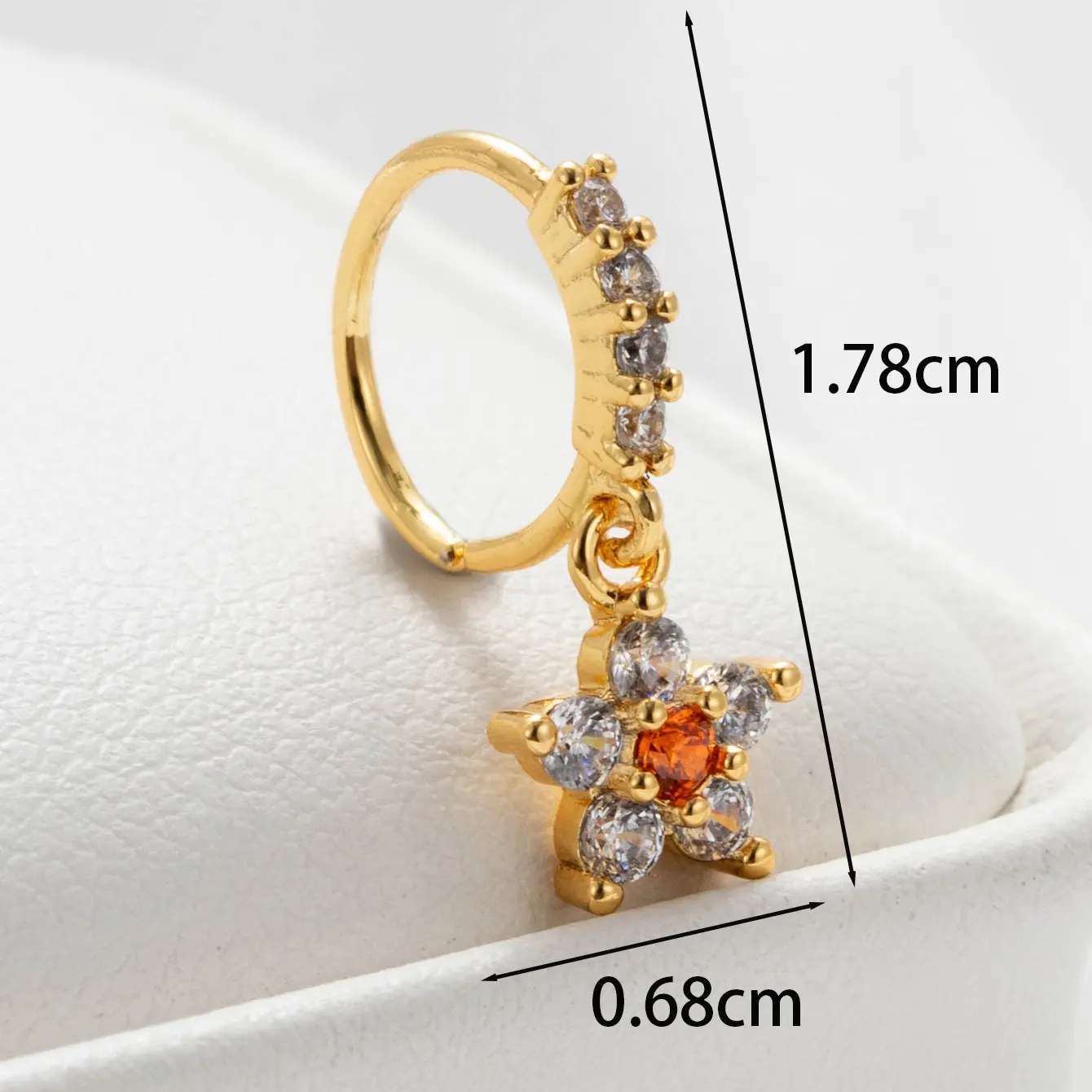 1 Piece Simple Series Classic Star Copper 18K Gold Plated Zircon Women's Dangle Earrings h5 